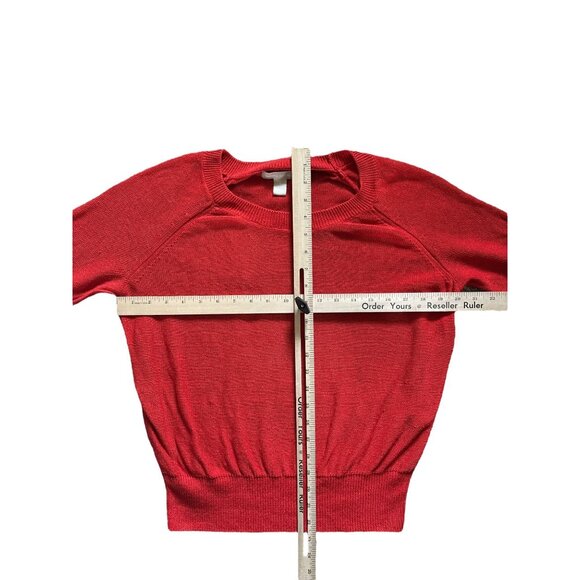 Banana Republic Womens Sweater S Red Knit Raglan Sleeves Linen Bamboo Blend - Picture 5 of 5
